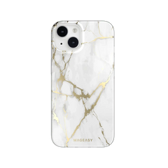 Estuche clásico Switcheasy de mármol blanco para iPhone 14, doble capa de protección.