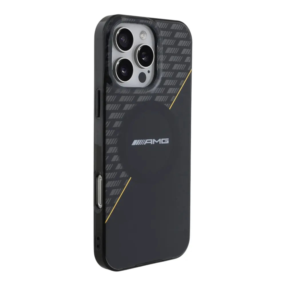 Estuche amg skin iphone 16 pro max amg hc magsafe double layer transparent rhombs black/yellow color negro  Shop name