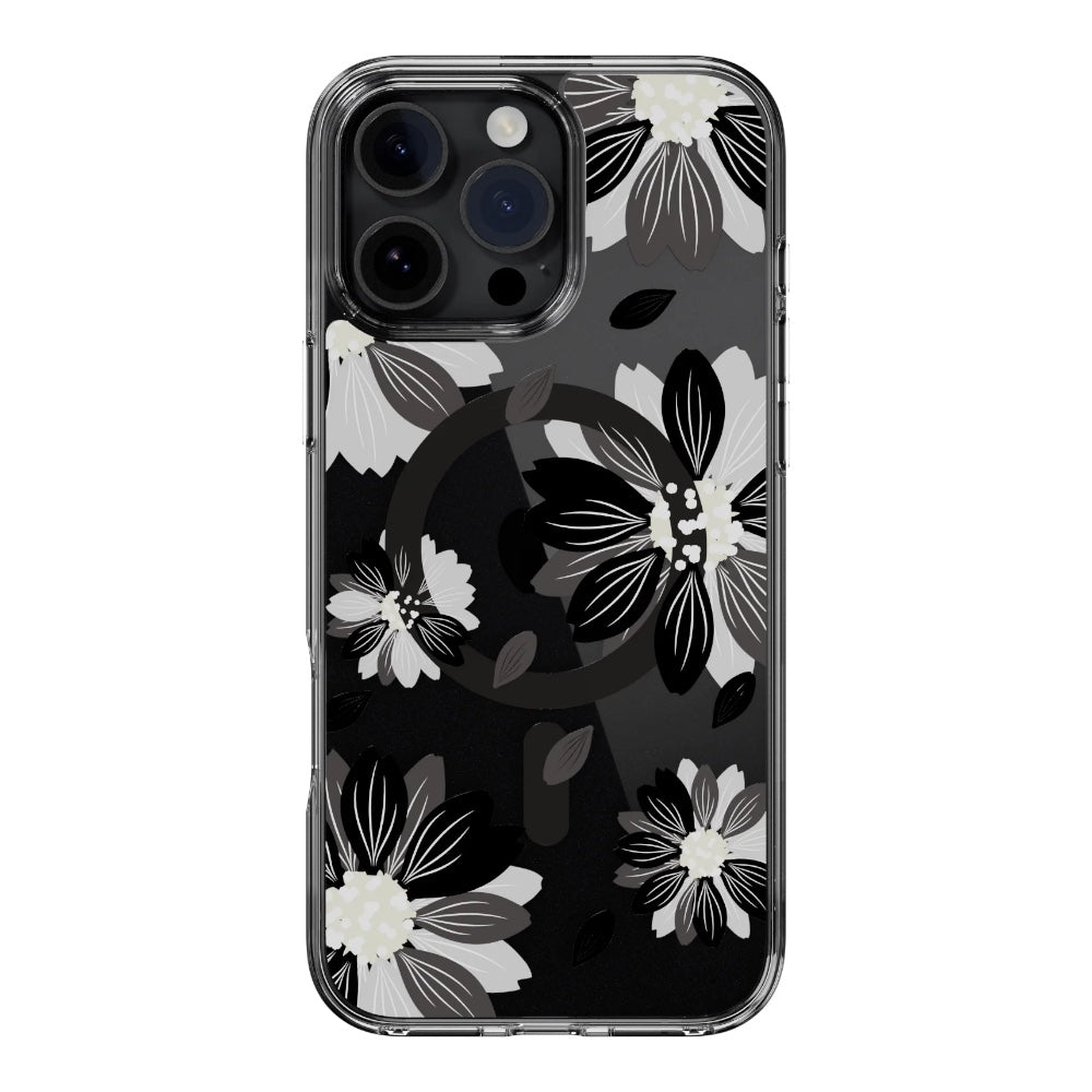 Estuche switcheasy skin iphone 16 pro style m pattern shockproof case for 2024 iphone 3 lenses Black Flower color multicolor