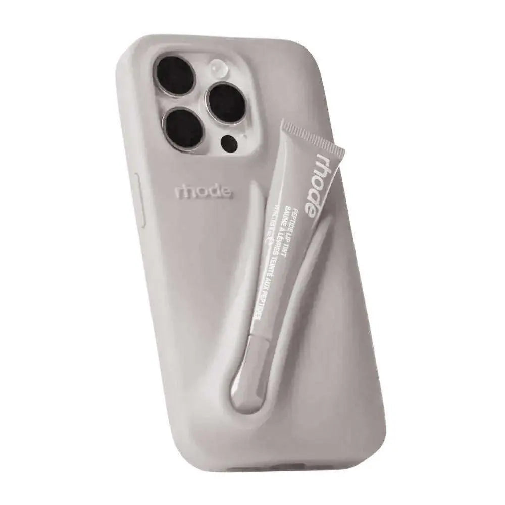 Estuche de lujo Rhode Glamour para iPhone 14 Pro Max en color gris con diseño elegante.