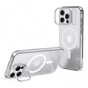 Estuche devia magsafe iphone 16 snow crystal series magnetic shockproof case with bracket color transparente