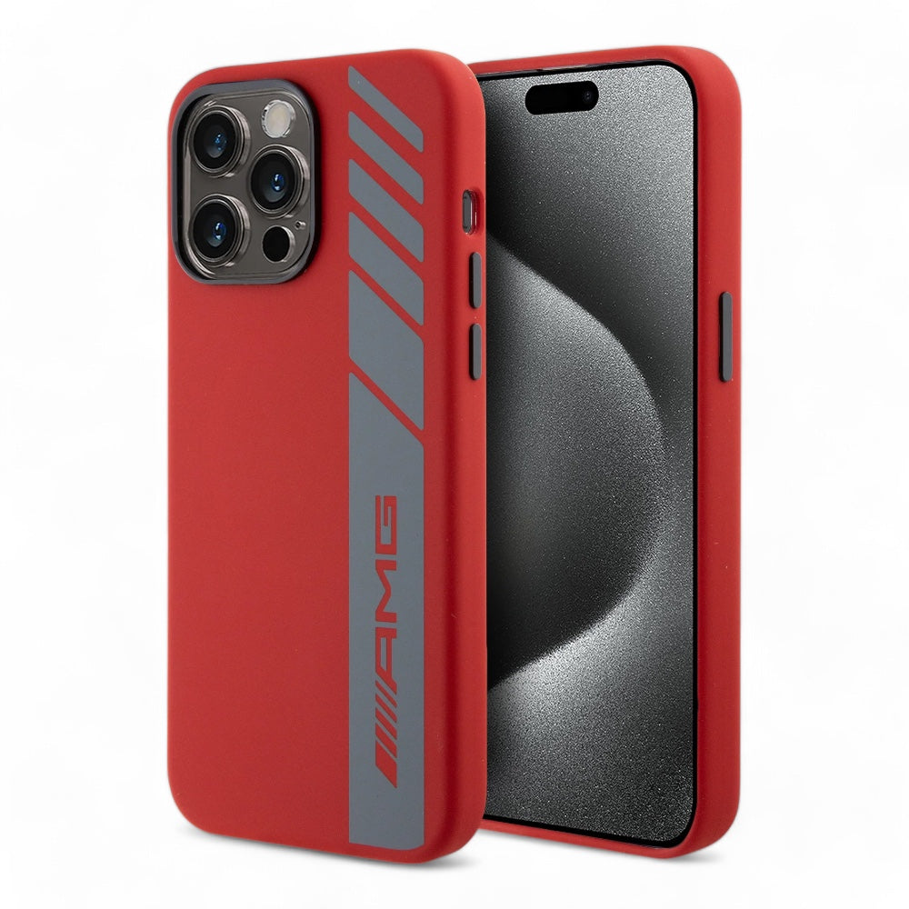 Estuche Amg Silicone Magsafe Case Vertical Logo Pattern Iphone 15 Pro Max Color Rojo - MUNDO ACCESORIOS