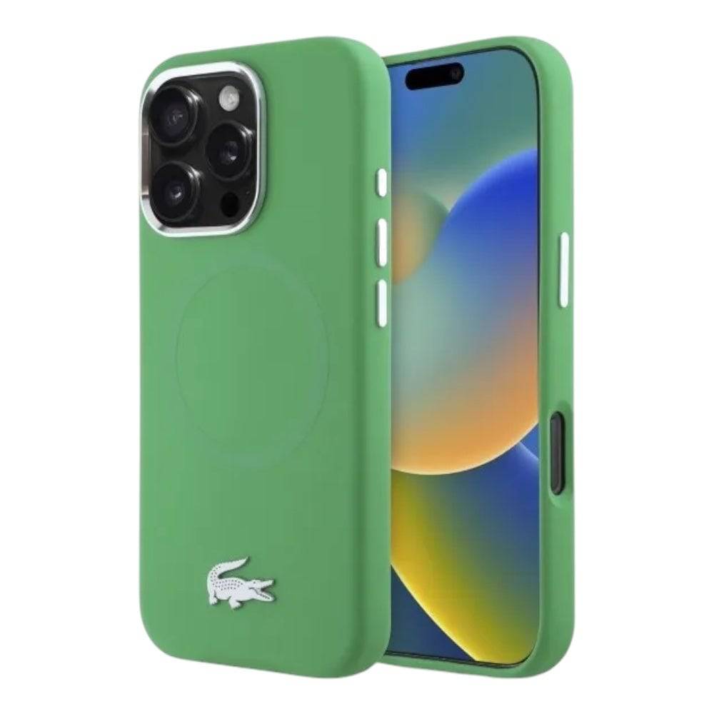 Estuche lacoste skin iphone 16 pro max silicone magsafe color verde - MUNDO ACCESORIOS (B2C)