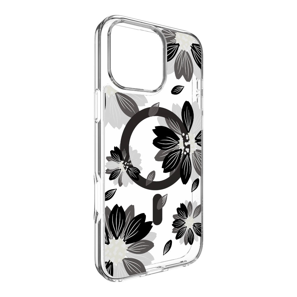 Estuche switcheasy skin iphone 16 pro style m pattern shockproof case for 2024 iphone 3 lenses Black Flower color multicolor