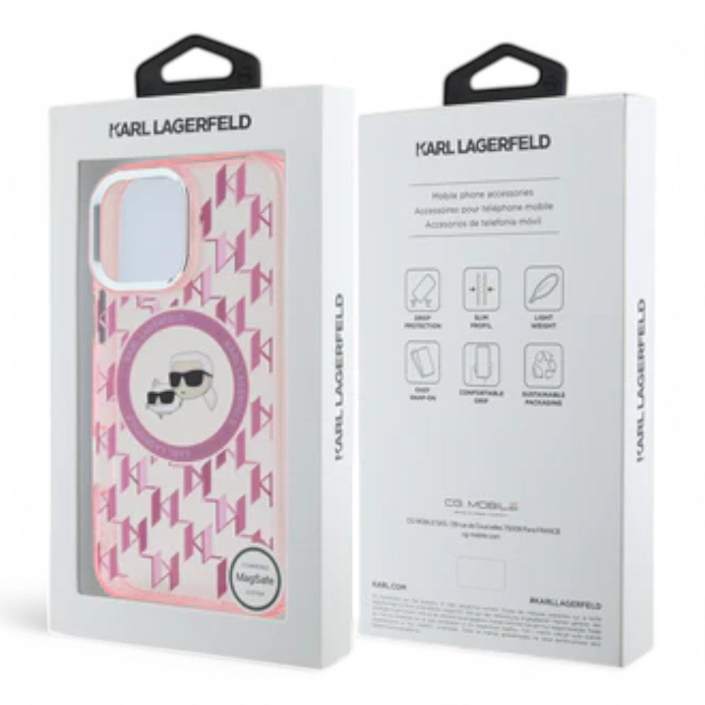 Karl Lagerfeld hc magsafe iml metal monogram kc heads pink  iphone 16 pro