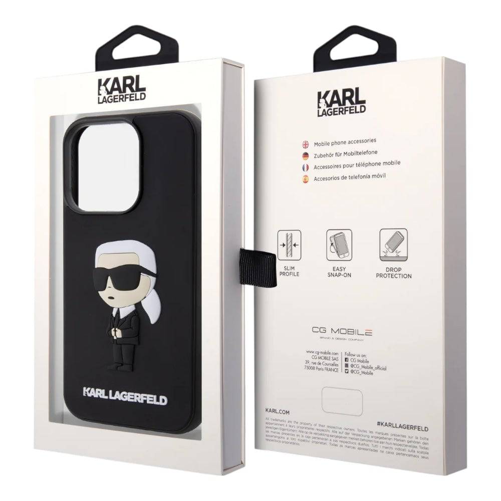 Estuche karl lagerfeld hard case iphone 15 pro - rubber black hard case 3d ikonik nft color negro - MUNDO ACCESORIOS (B2C)